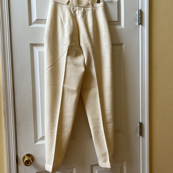 Vintage 80s Winter white 100% wool hi-waisted pants, Size 8 - Picture 5 of 10